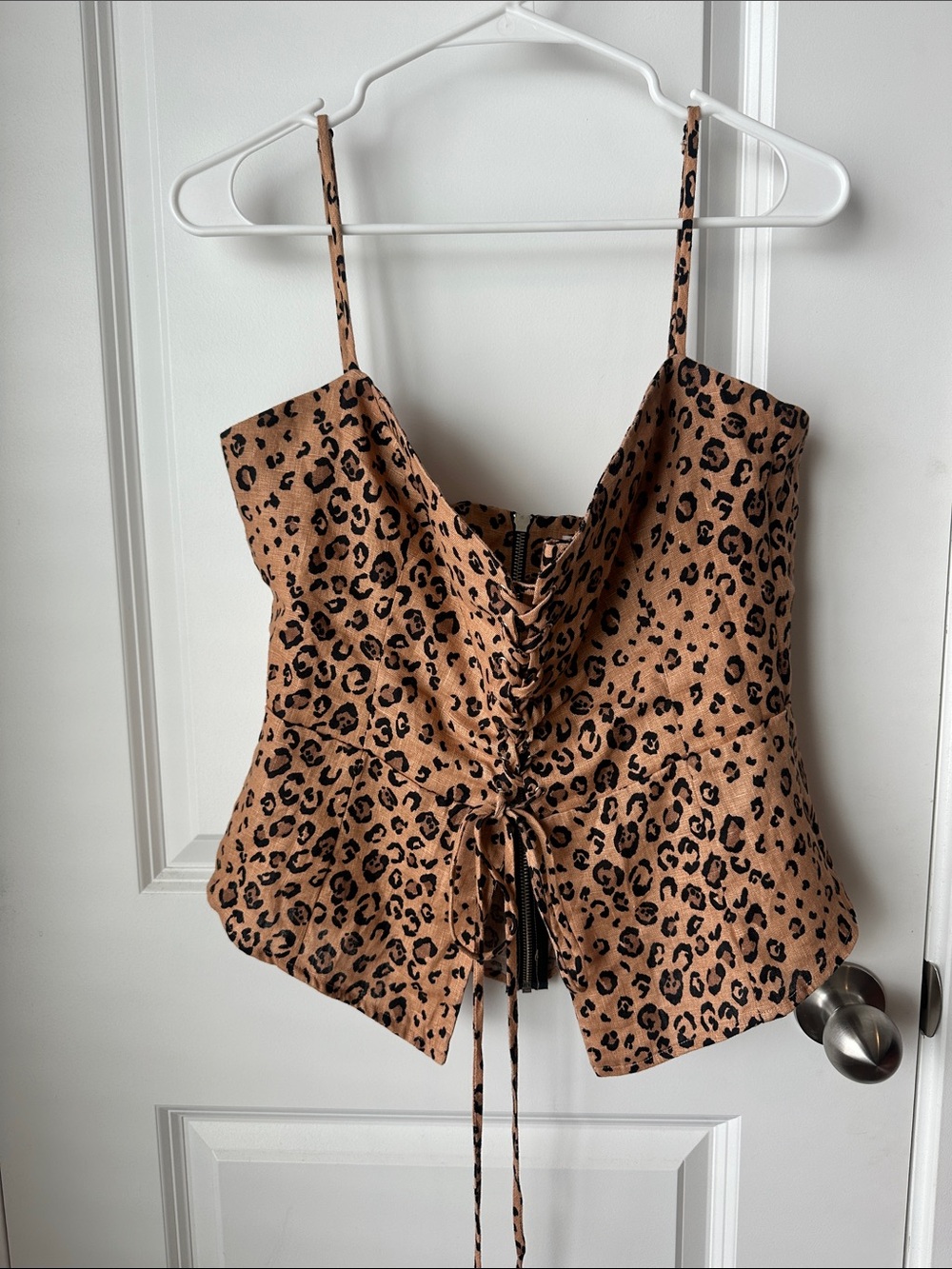 Reformation Leopard Lace-Up Corset Camisole - Brown and Black